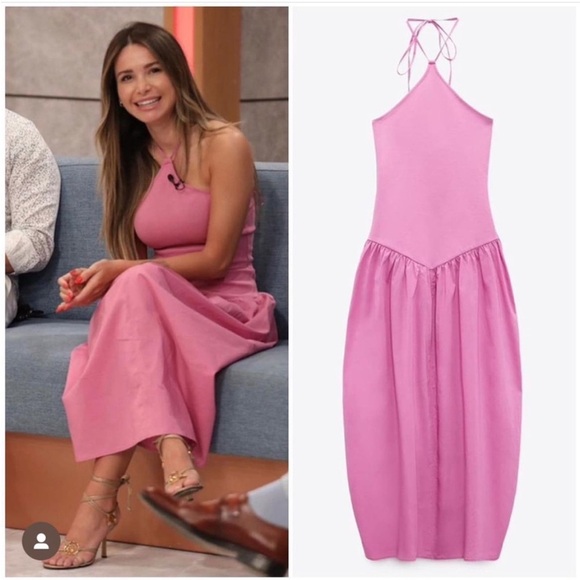 Zara Dresses & Skirts - Zara Pink COMBINATION HALTER DRESS Size Small